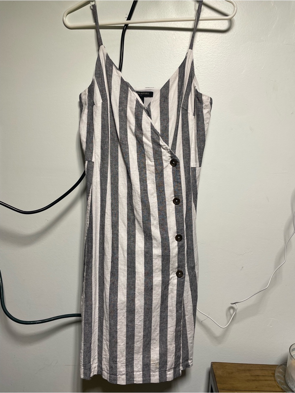 Banana Republic Striped Linen-Blend Wrap Dress Size 4